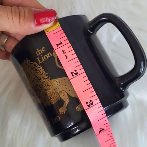 Vintage USA Made Black & Gold Leo Sign Astrology Astrological Glass Mug Cup ♌️ - Picture 16 of 16